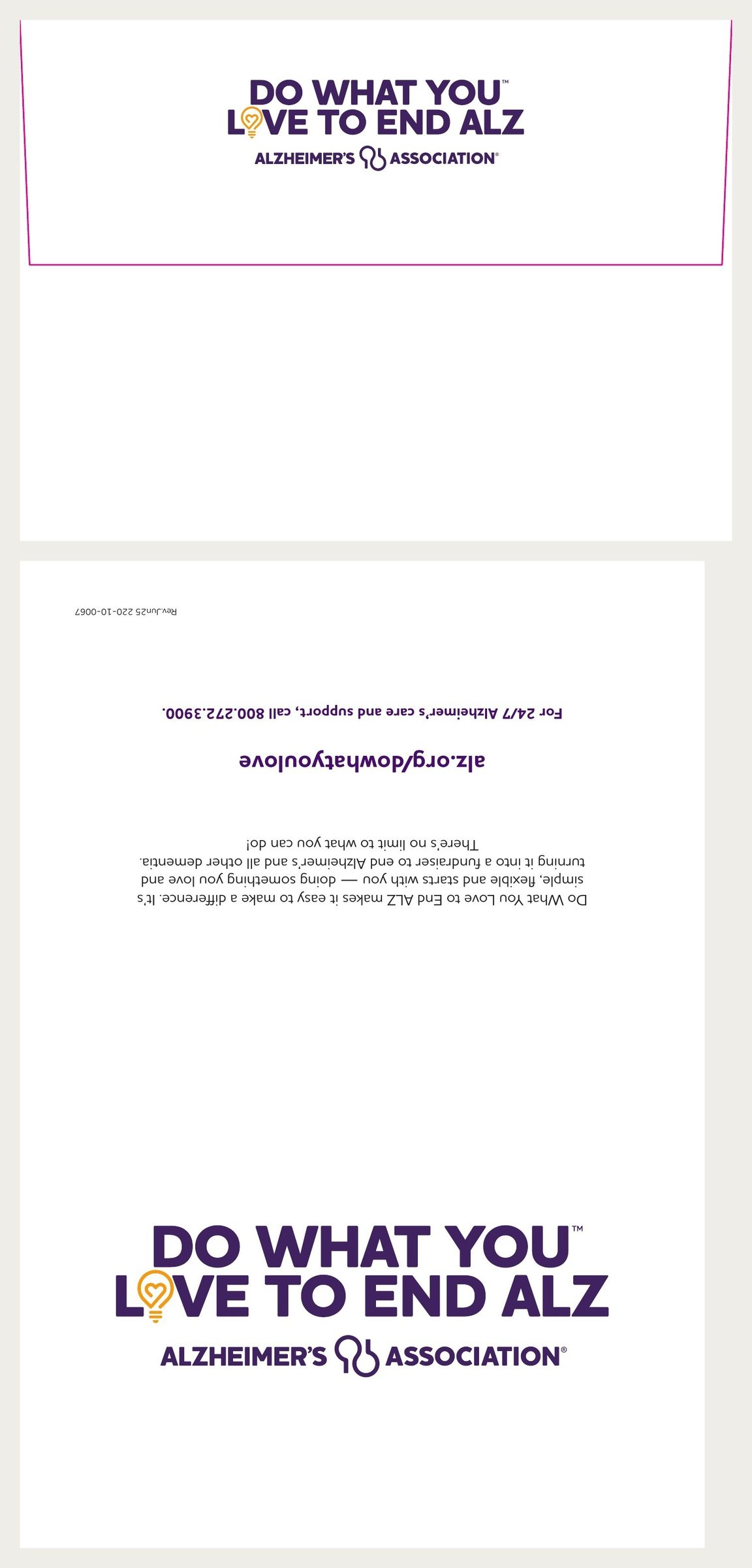 Do What You Love to End ALZ card and envelope