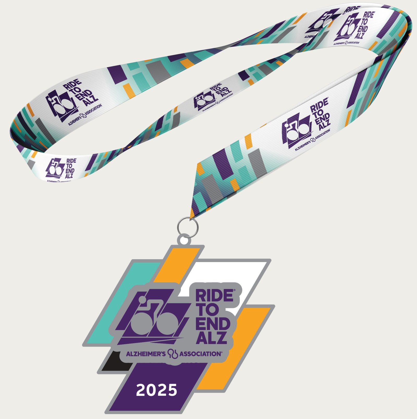 Ride to End ALZ 2025 medal and lanyard