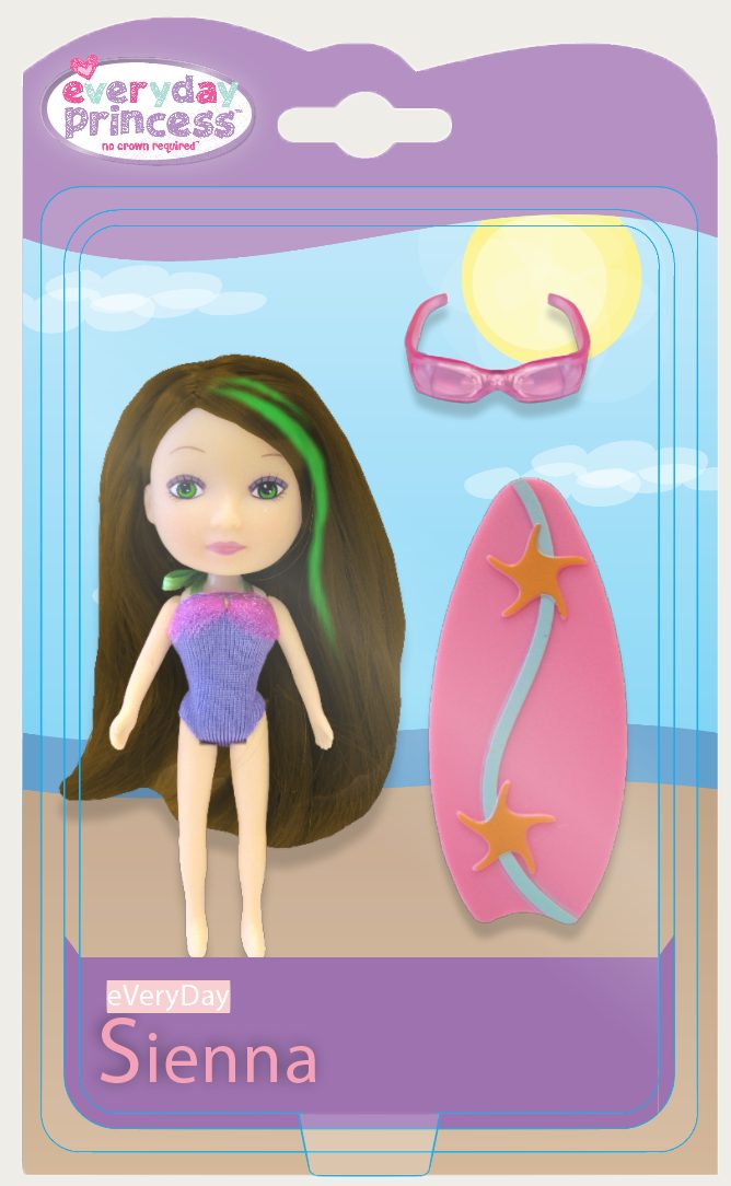 Beach-line doll blister card: Sienna