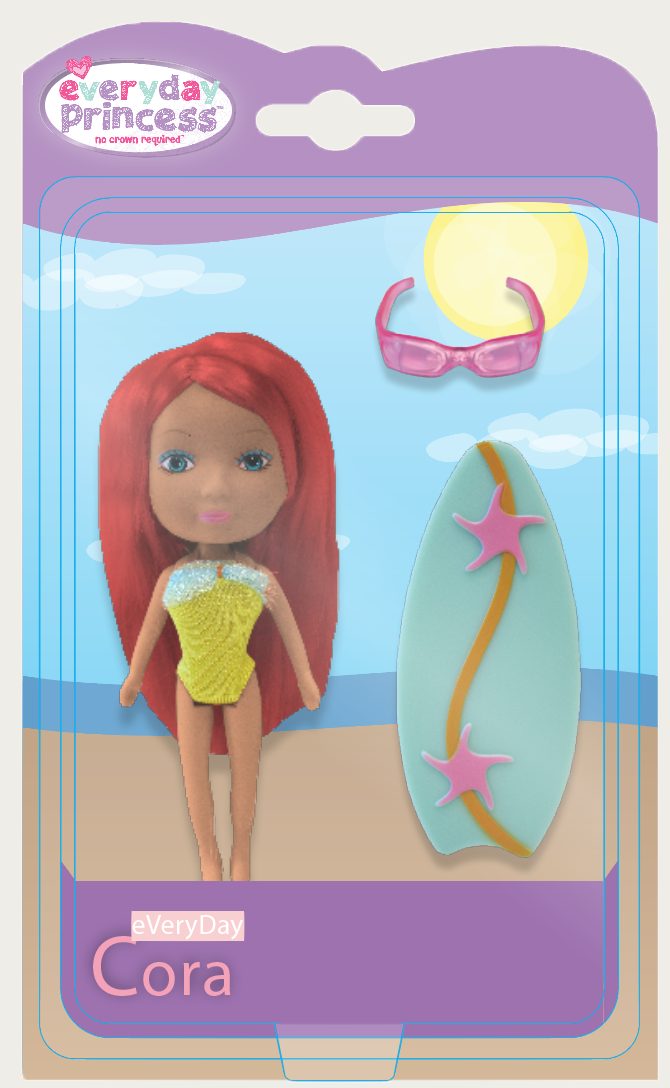 Beach-line doll blister card: Cora