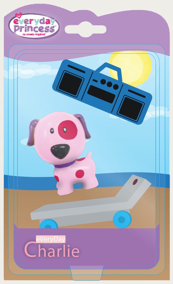Beach-line pet blister card: Charlie the dog