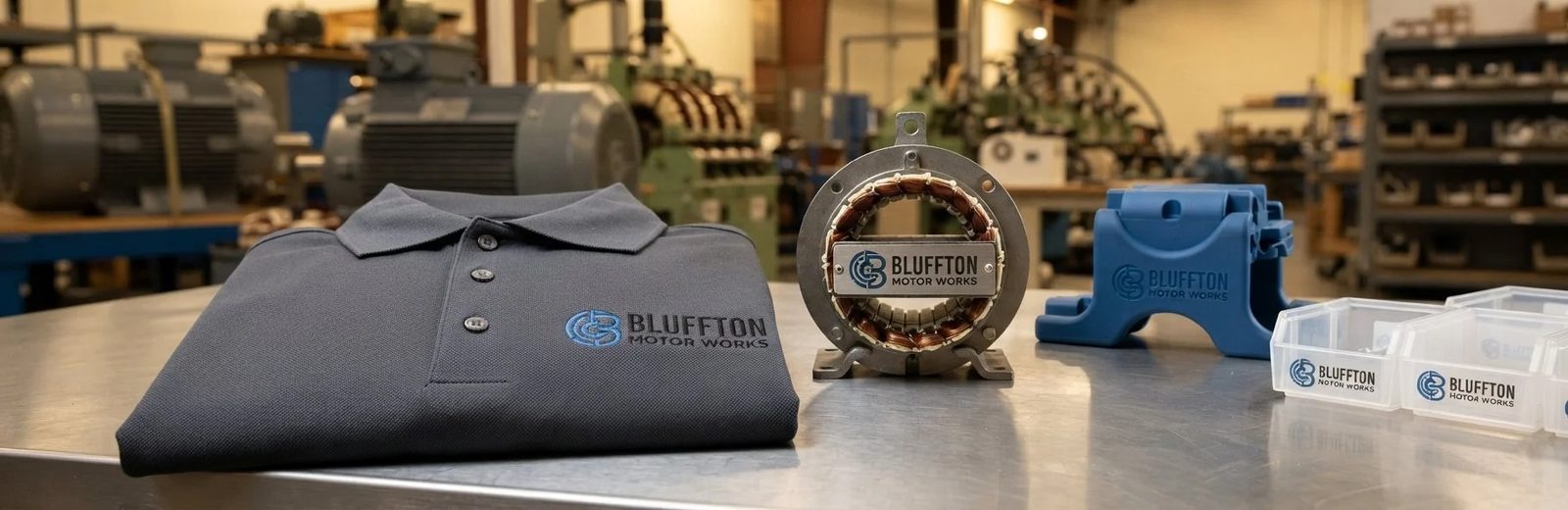 Bluffton Motor Works apparel and shop applications