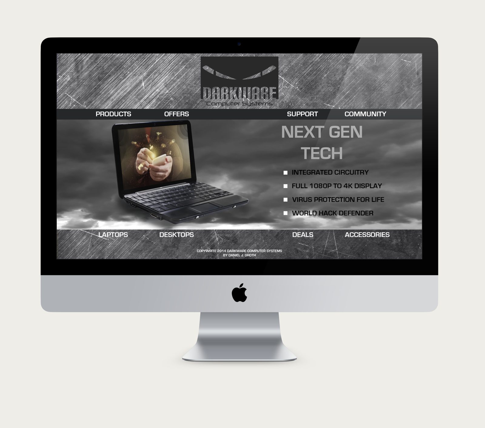 Darkware website home page on a desktop
