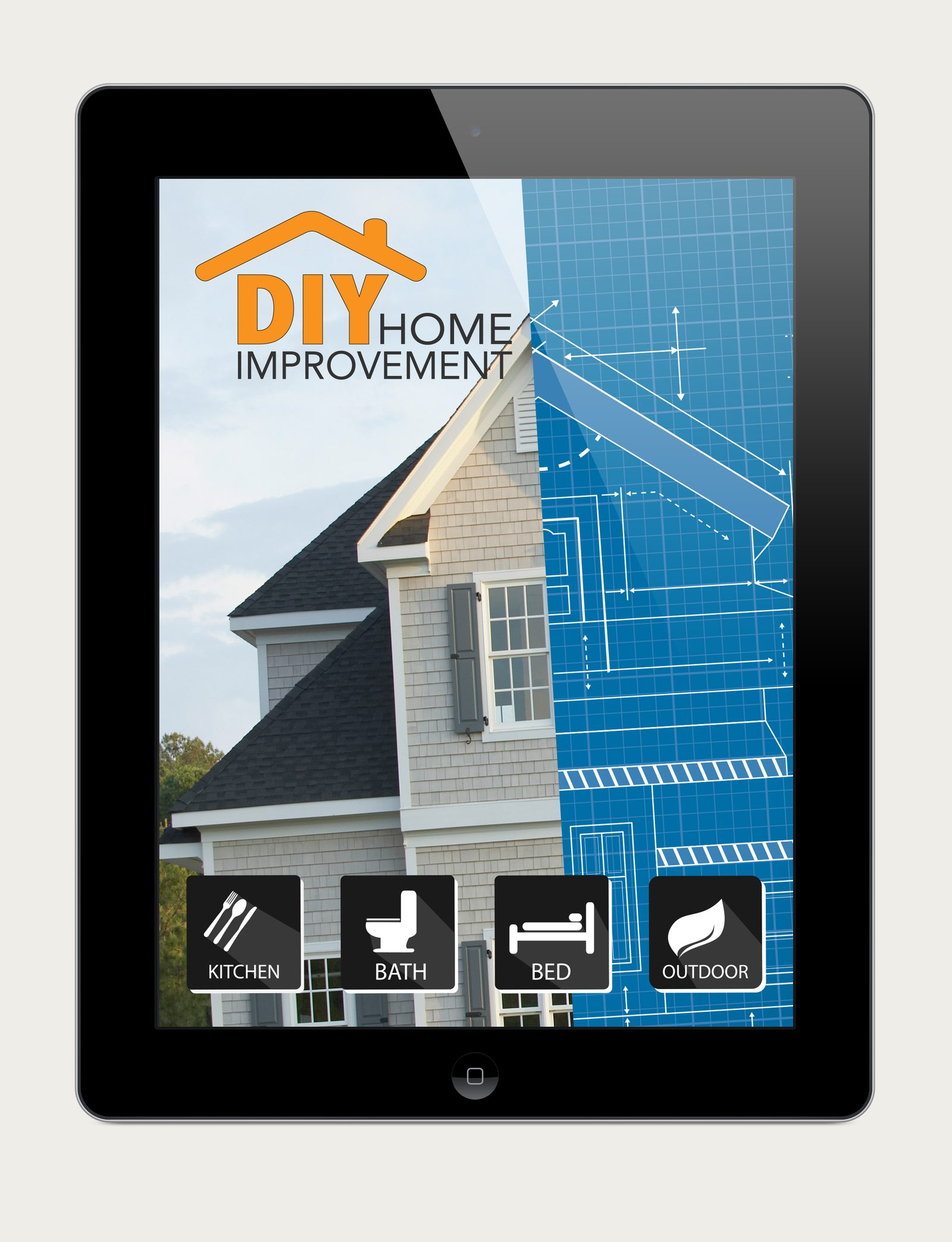 DIY Home Improvement app home screen on a tablet