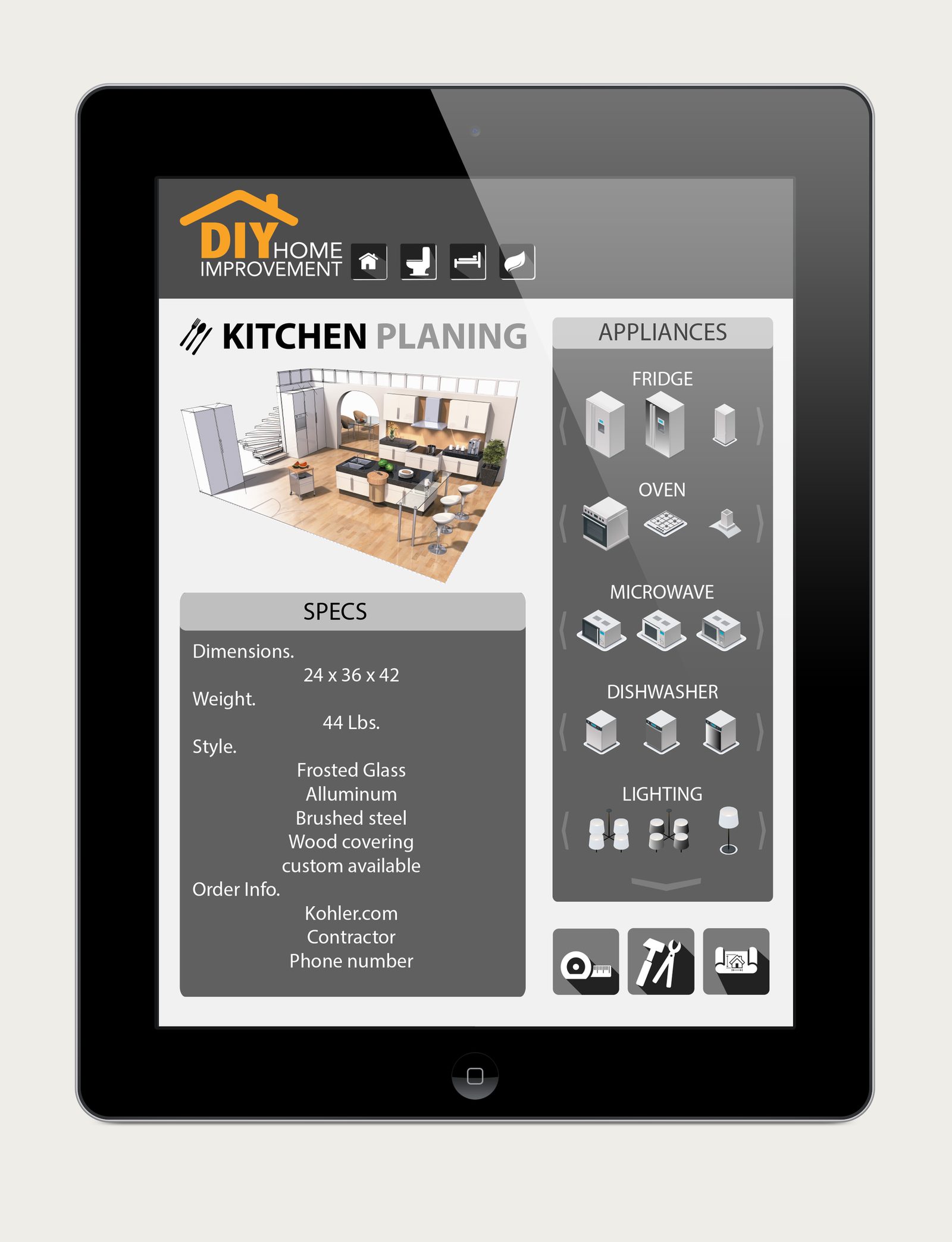 DIY Home Improvement app kitchen planning screen