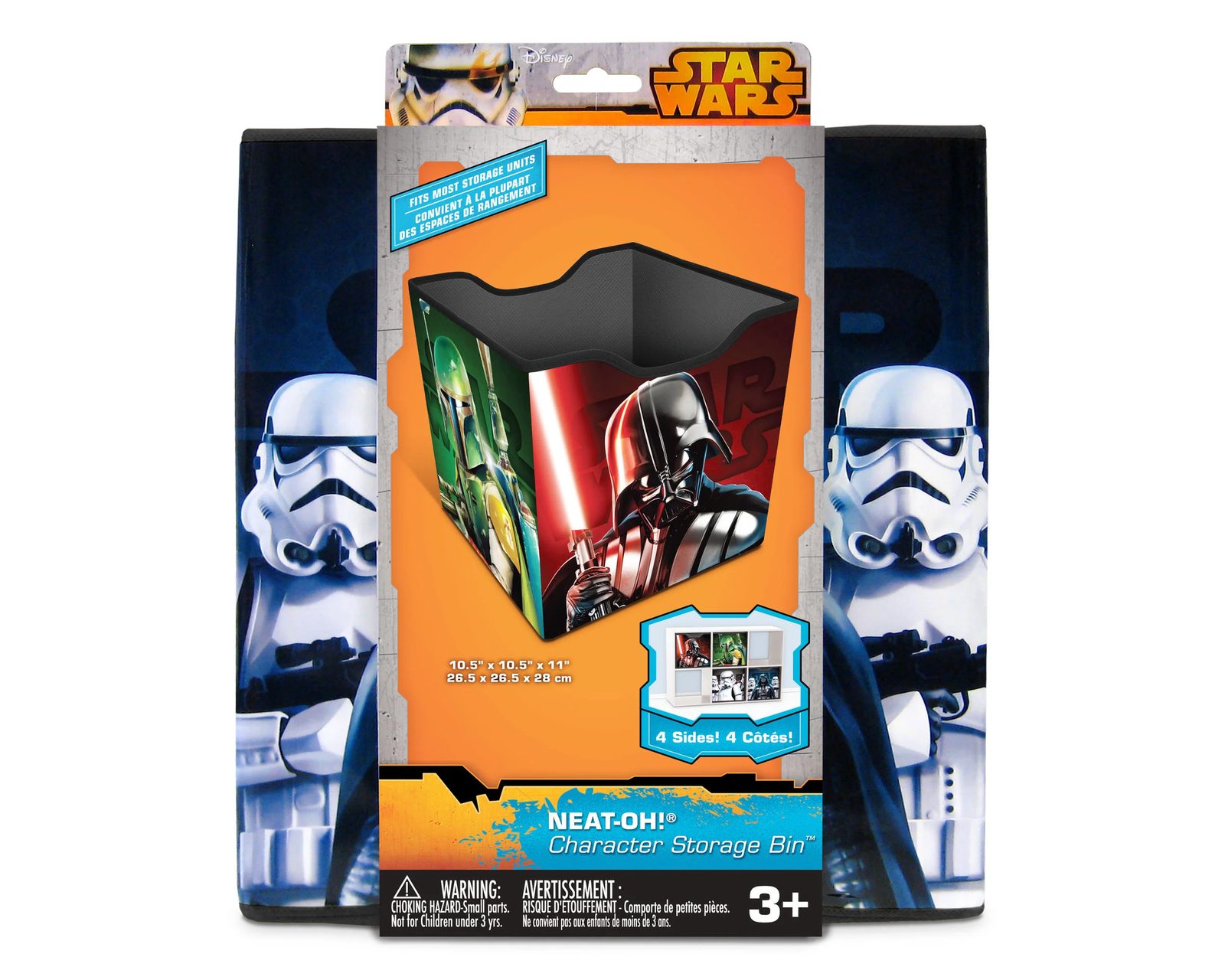 Star Wars character storage bin in its packaging