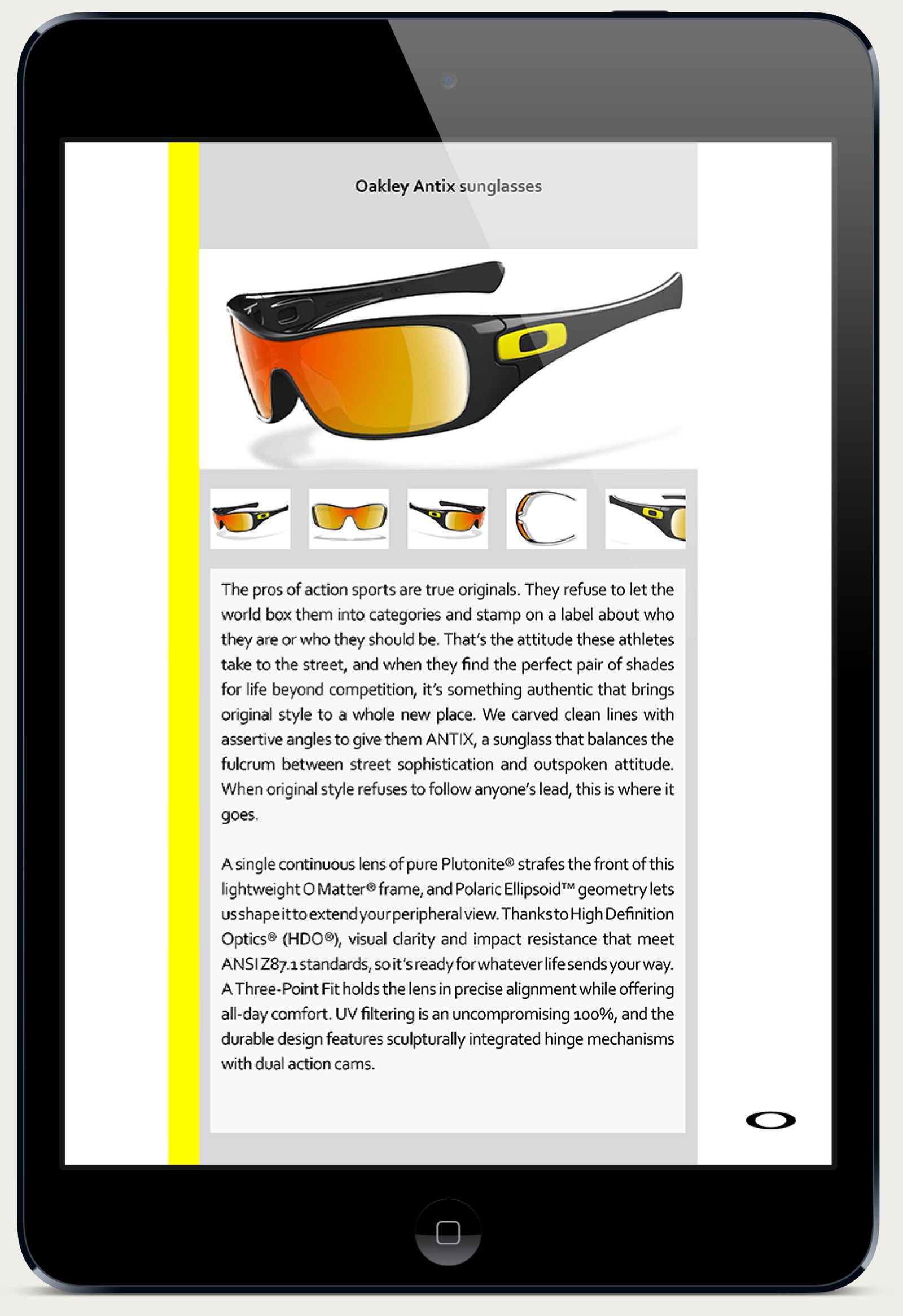 Oakley Infinite Hero tablet article page