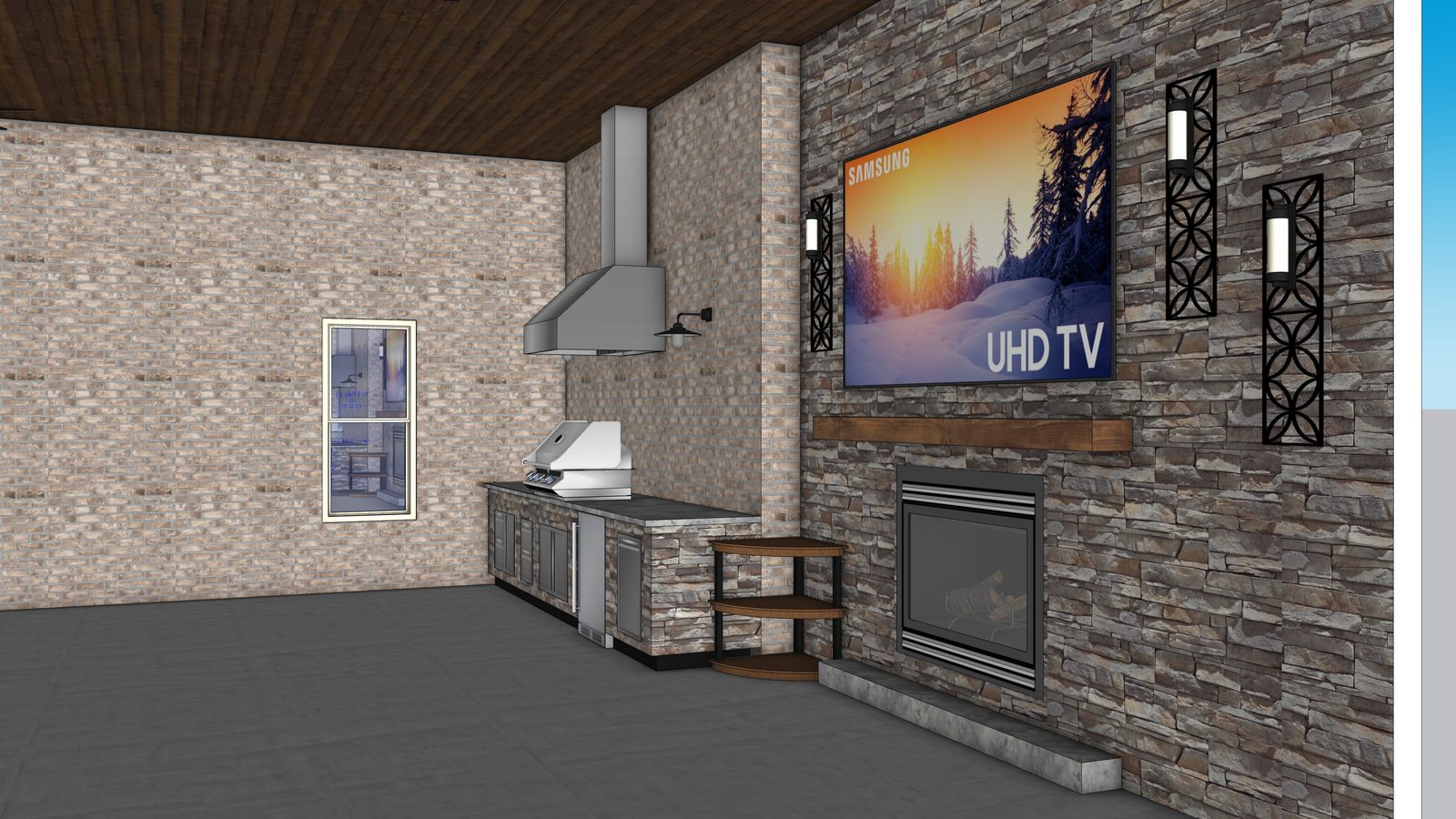 Outdoor kitchen render from another angle