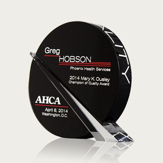 Round crystal award, product photo