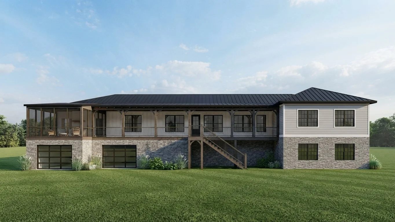 Rendered two-story home exterior