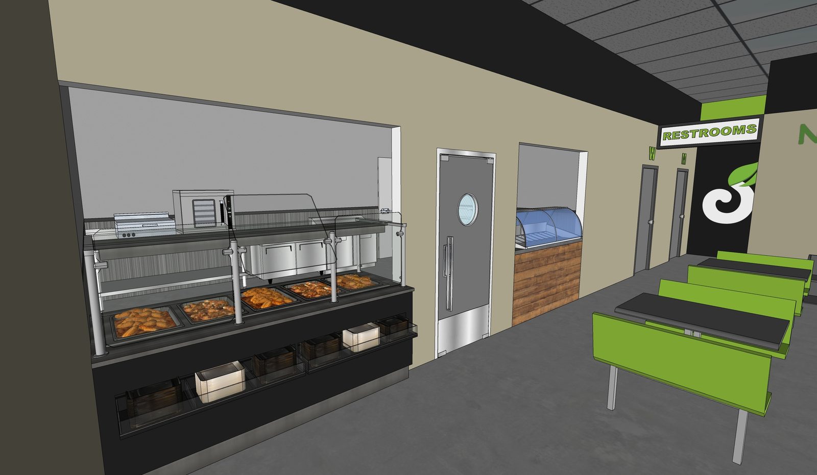 Foodservice counter and seating area concept
