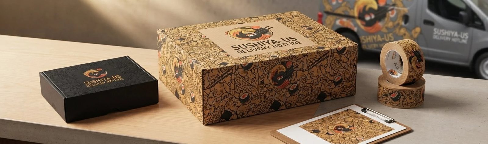 Sushiya-US branded kraft packaging
