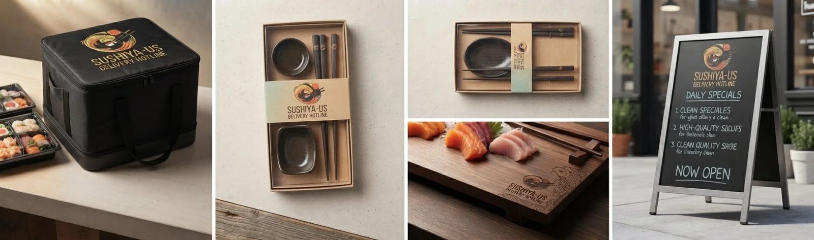 Sushiya-US brand applications on dark materials